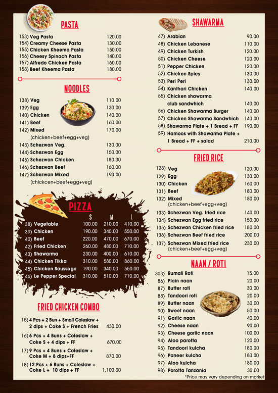 select delight menu veg